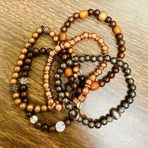 Wood & Metal 5pc Bracelet Set